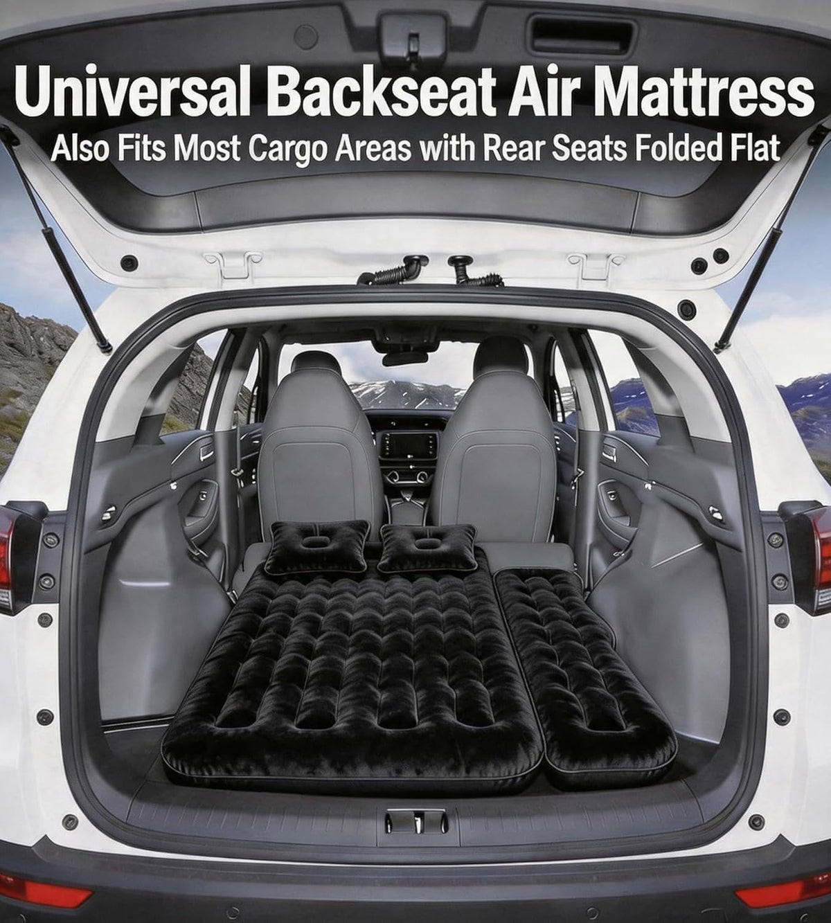 Umbrauto Car Air Mattress Backseat| Inflatable Truck Back Seat Camping Airbed for SUV Rear Seat, Blow Up Sleeping Travel Bed for Van Trunk with Pump & Pillows