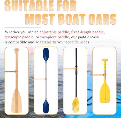 Kayak Paddle Board Tether Leash - Stretchable 3.3-7 Feet Strap with Carabiner for SUP & Canoeing