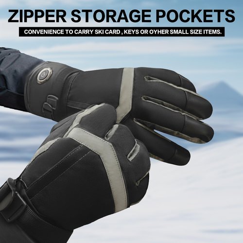 GEMSTONEGO Heated Gloves for Men Women, 5V 6000mAh Rechargeable Battery, 3 Heating Settings, Waterproof & Touchscreen, Winter Thermal Gloves for Skiing,Snowboarding,Motorcycling,Outdoor Sport