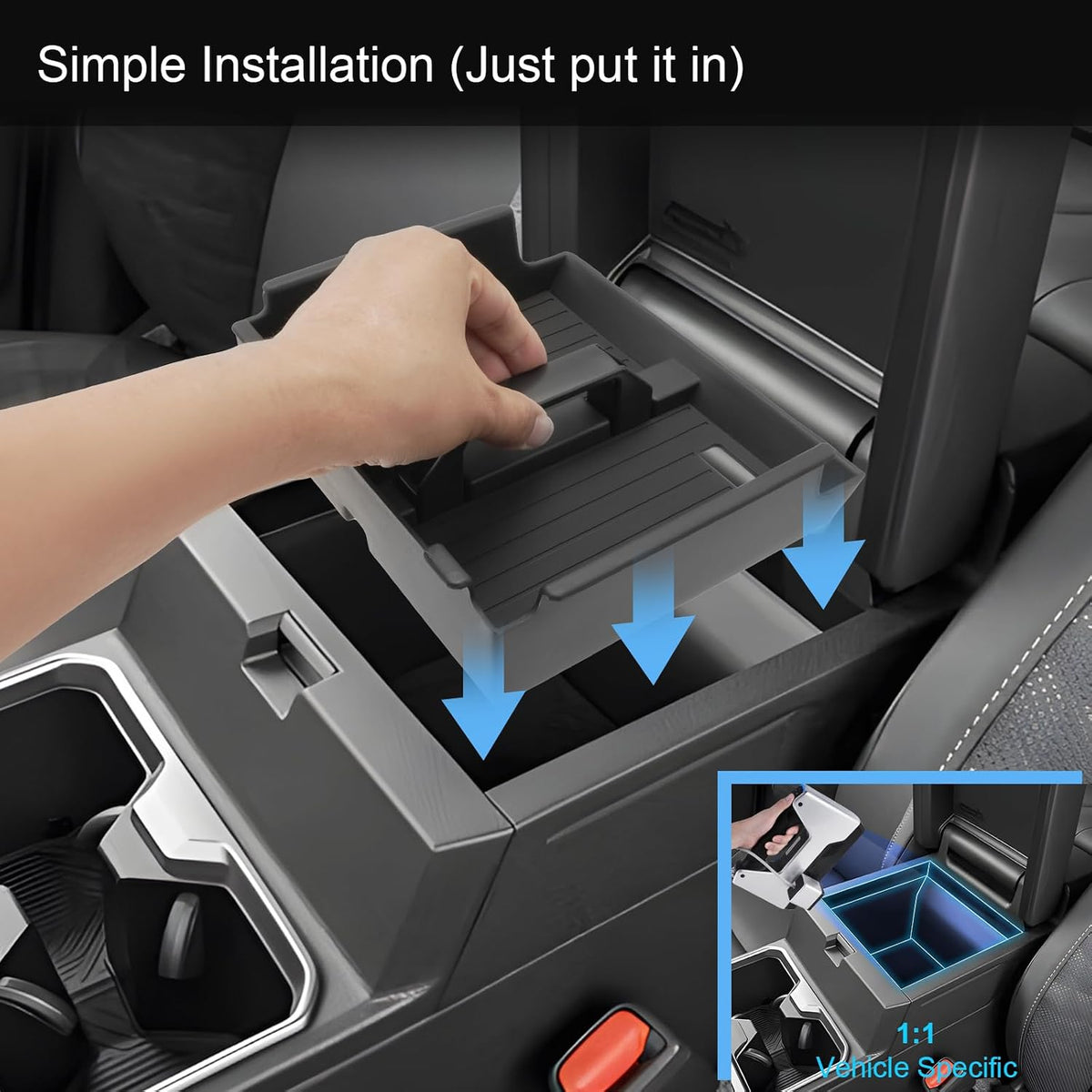2025 2026 4Runner Center Console Organizer with Small Handle, for 6th Gen Toyota 4Runner (All Trims), Durable ABS Plastic &Anti-slip Rubber Console Tray Insert 2026 4Runner Accessories