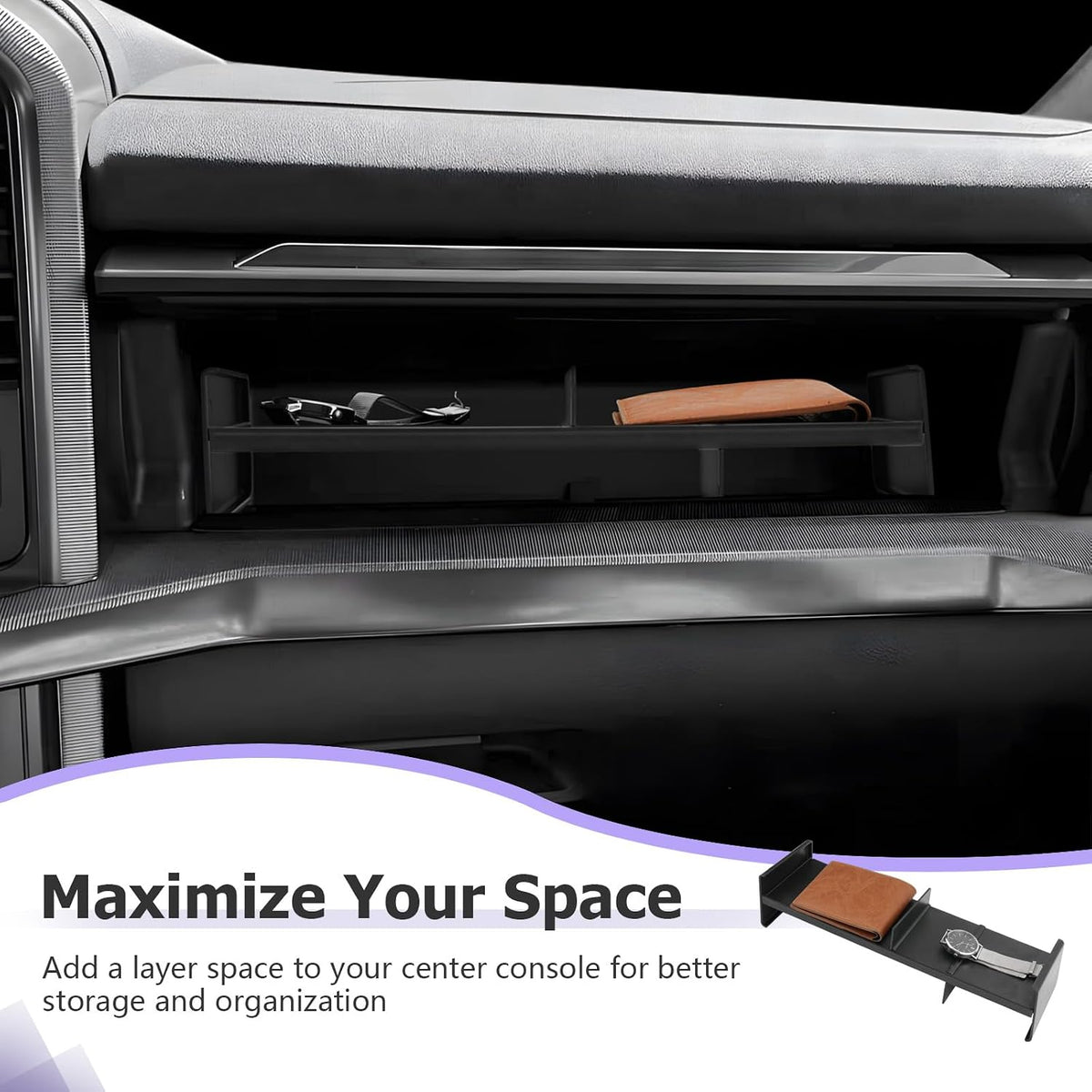 LUWU Glove Box Organizer Compatible with 2021-2025 2026 Ford F150 Accessories Passenger Side Storage Divider Partition Insert Box Glove Storage Compartment Organizer Tray ABS Materials