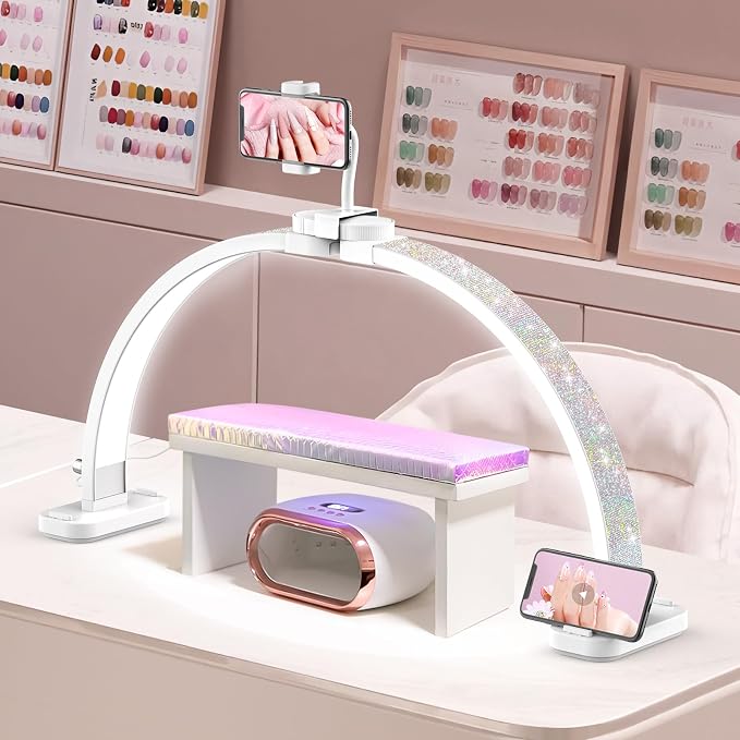 LIONVISON Half Moon Light for Nail Desk: 31-inch Manicure Table Light - 48W