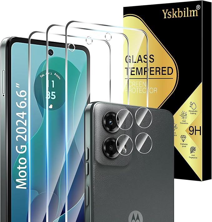 Designed for Motorola Moto G 5G 2024 Tempered Glass Screen Protector + Camera
