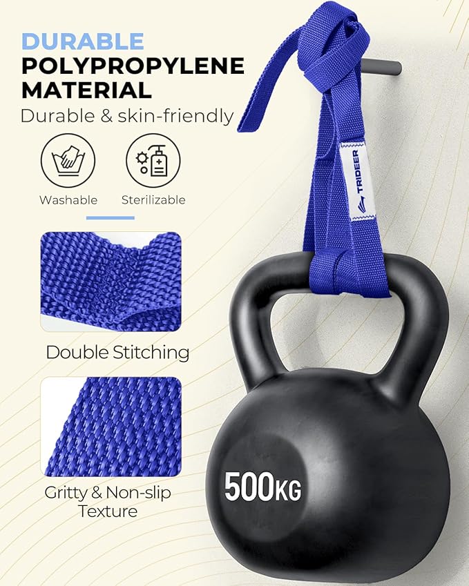 Trideer Stretching Strap Yoga Strap for Physical Therapy, 10 Loops Yoga Straps for Stretching, Non-Elastic Stretch Strap for Pilates, Exercise, Stretch Band for Women & Men