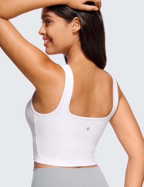 CRZ YOGA Butterluxe Crop Tank Top for Women - Padded Longline Sports Bra | Comfortable Yoga Camisole