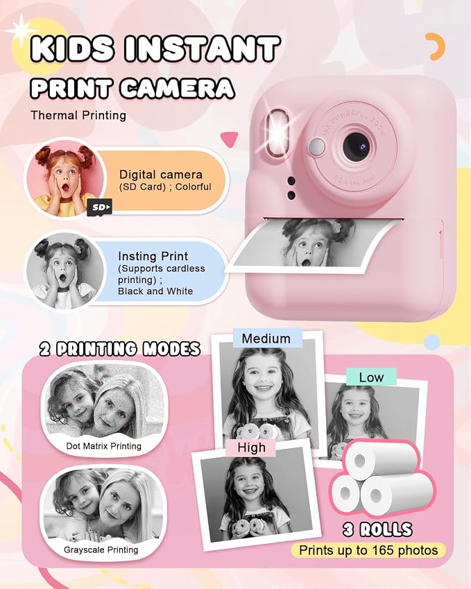 JOYJAM Kids Camera Instant Print, Upgrade Dual-Lens Selfie Digital Camera