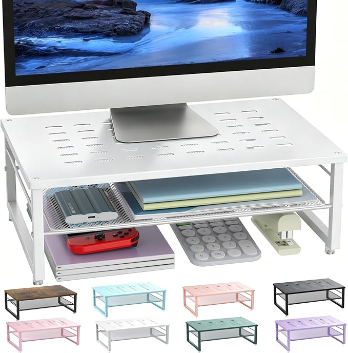 gianotter 2-Tier Metal Monitor Stand Riser, Desk Accessories & Workspace Desk