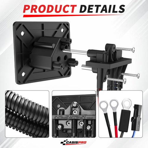 CASISPRO 48V Golf Cart Charger Receptacle for EZGO RXV 2008-UP & 2Five 2010-UP Delta-Q, EZGO Charging Port with Wires, OEM# 602529