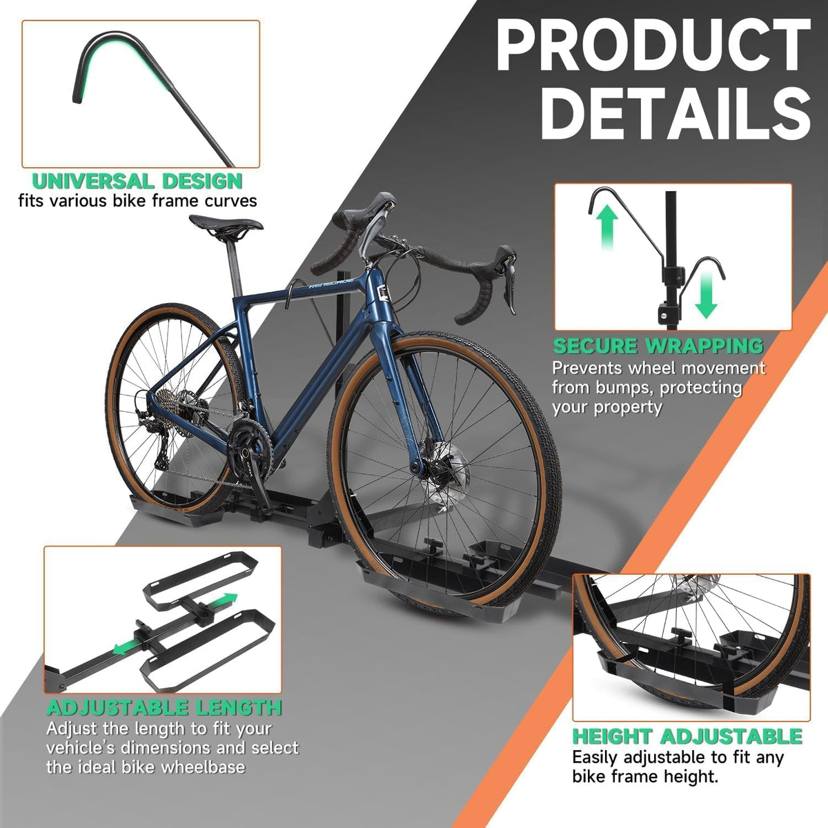 Tilting 2-Bike Hitch Rack - Fits Fat Tire Bikes Up to 5" Wide | Holds 150 lbs for Cars, SUVs, Trucks