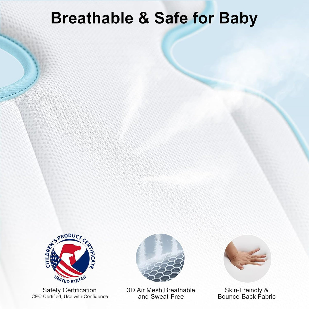 AMACOOL Baby Stroller Cooling Pad, 3D Breathable Carseat Cooling Pad with 2 Built-in Blower, Max 10H Ventilation 3 Speeds 10000mAh Rechargeable Cooling Mat Liner for Toddler Baby Summer Essentials