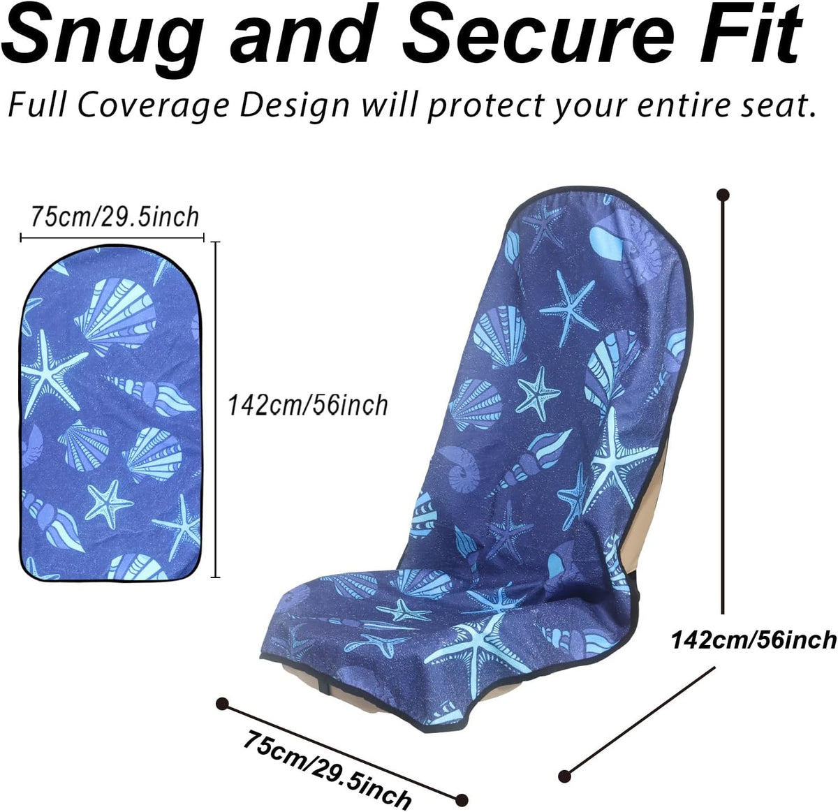 Sweat Towel Car Seat Cover Protector Front Seats for Gym Workout, Running, Swimming, Beach and Hiking, Waterproof Universal Seat Cover for Car, Trucks, Van & SUV (1, Seaworld, Front)