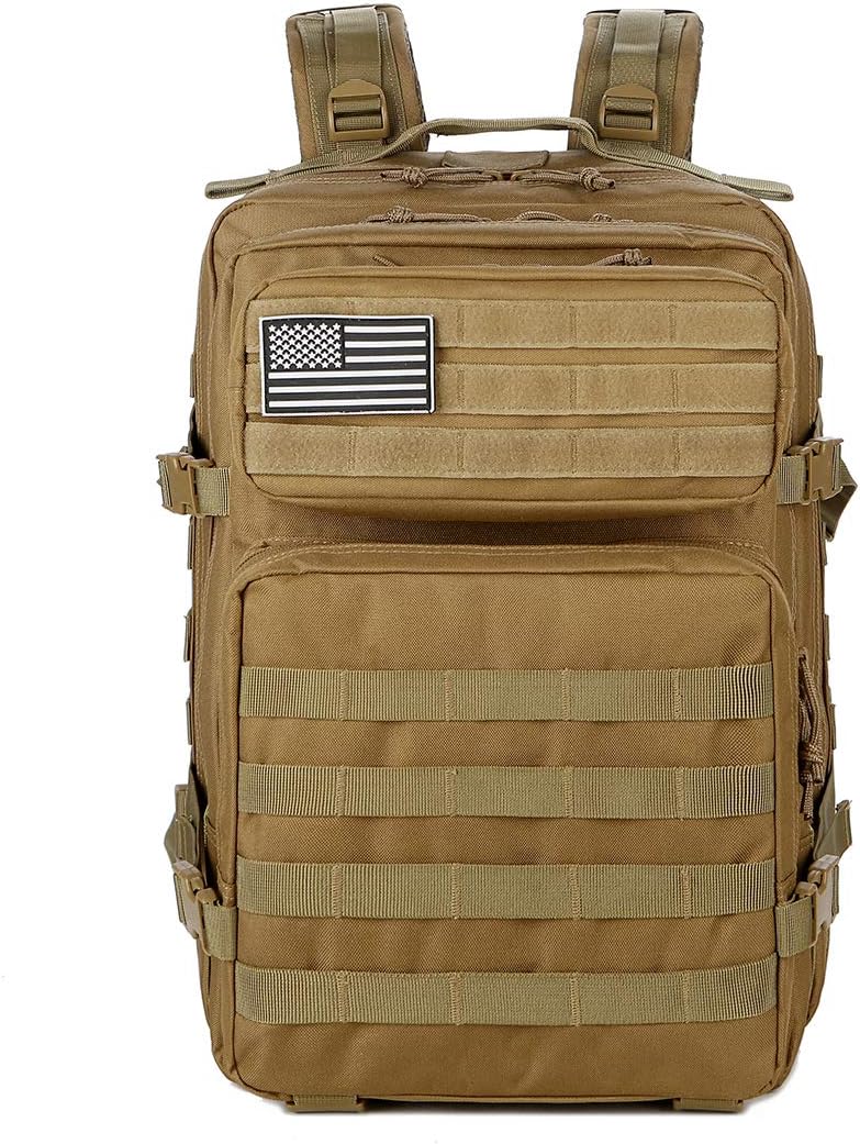 QT&QY Military Tactical Backpack - 45L Molle Army Assault Pack for Hiking & Trekking