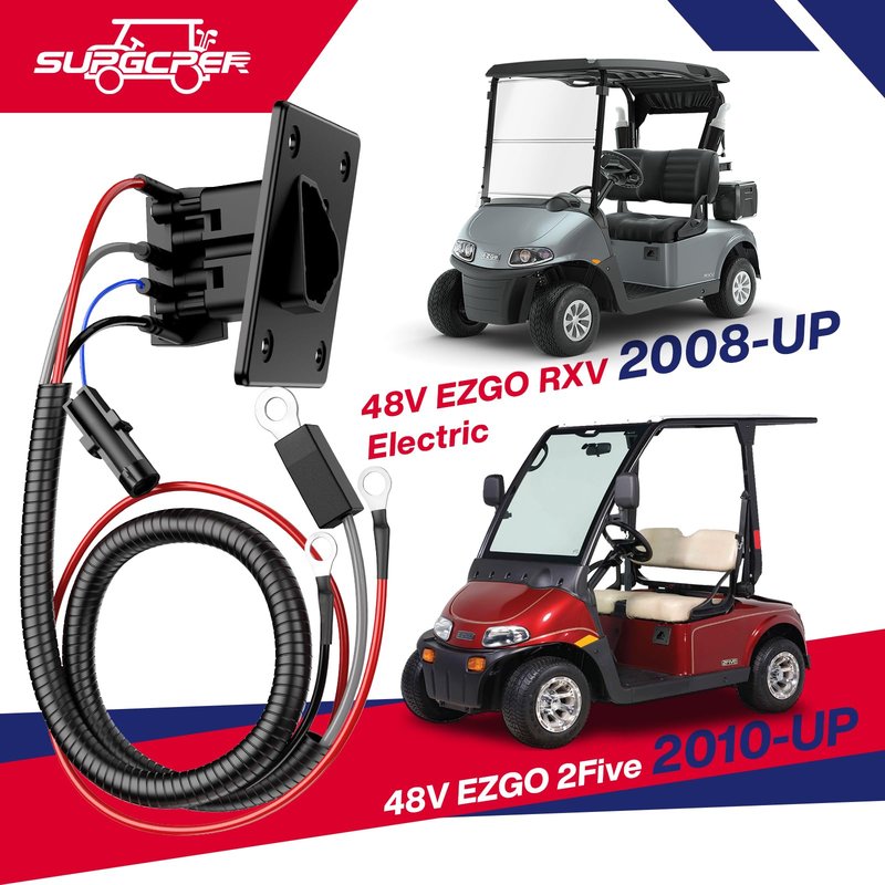 SUPGCPER EZGO Charger Receptacle, Golf Cart 48V Charger Port for EZGO RXV 2008-UP Electric, EZGO 2Five 2010-UP Delta-Q, EZGO RXV Charger Socket with Wires Replace OEM# 602529 613304