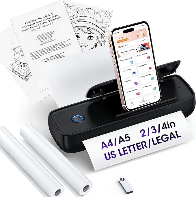 Inkless Portable Printer Wireless