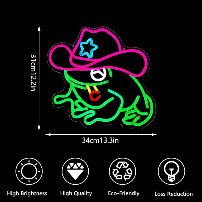 Frog Cowboy Neon Signs, Frog Cowboy Lamp Led Signs Lights Neon Signs