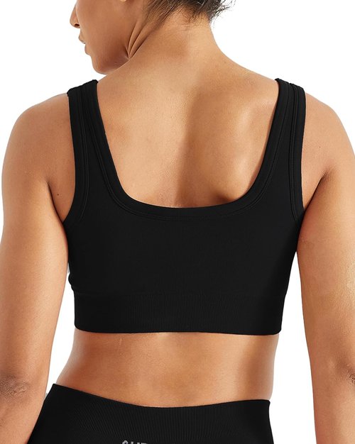 AUROLA Power Women's Sports Bra - Square Neck Padded Low Impact Yoga Crop Top for Comfort & Style