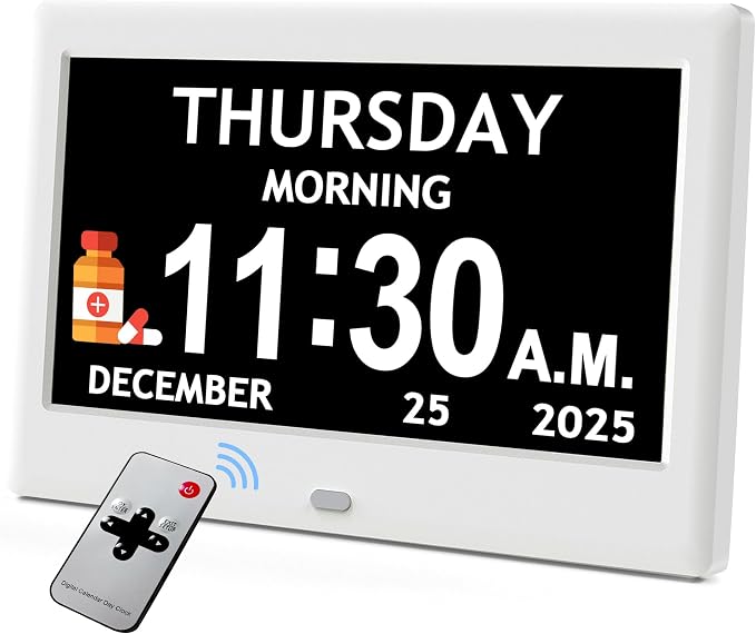 7'' Dementia Clock For Seniors, Large Display Digital Clock