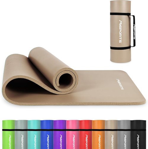 MSPORTS Yoga Mat - Premium Non-Slip Thick Exercise Mat for Home Workouts | Cushioned NBR Foam, Includes Strap