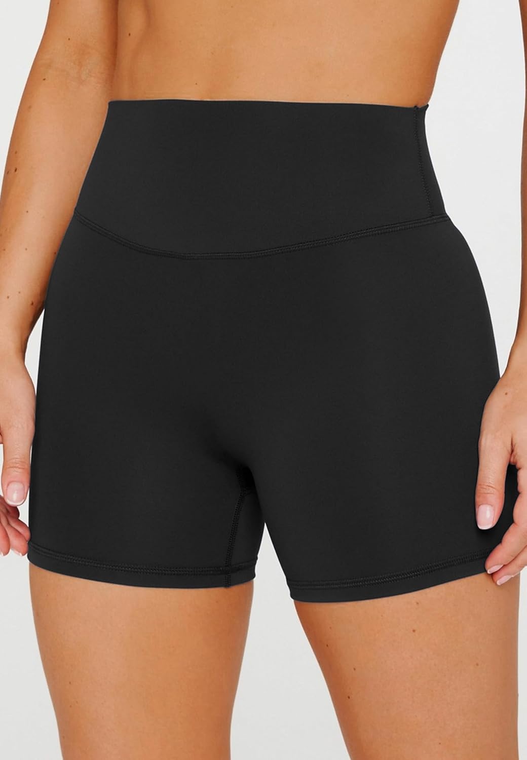 Olmlmt High Waisted Biker Shorts for Women | No Front Seam Booty Gym & Yoga Shorts - 4.5 Inches