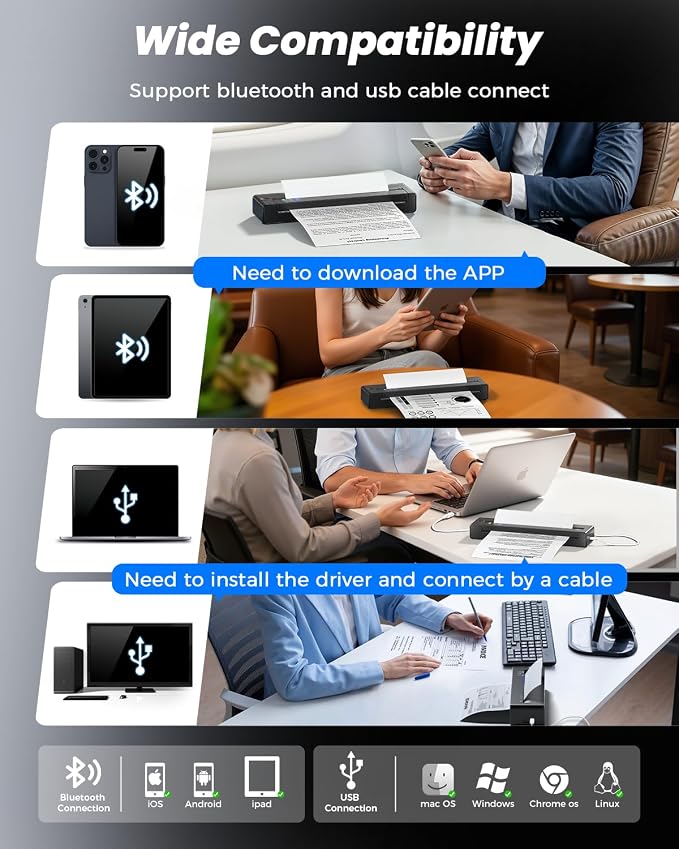 TATTMUSE Inkless Portable Printers Wireless