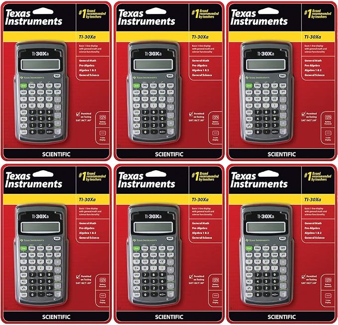 Texas Instruments TI-30Xa Scientific Calculator, 10-Digit LCD, 6 EA, Sold as 1