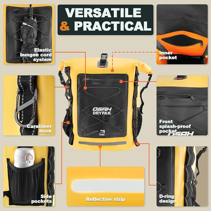 OSAH DRYPAK Waterproof Backpack Dry Bag 25L/35L/55L/85L – Heavy Duty Roll-Top