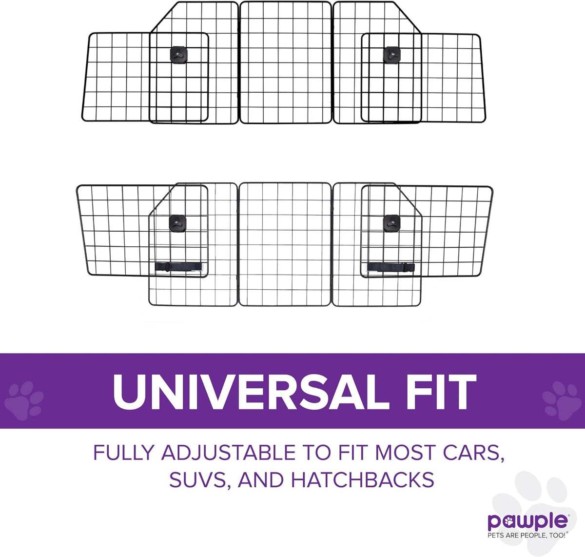 Pawple Dog Car Barrier for SUV's, Cars, Vehicles, &amp; Trucks, Adjustable Large Pet Divider, Heavy-Duty Wire Mesh- Universal Fit