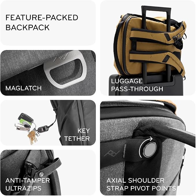 Peak Design Everyday Backpack 30L, MagLatch Top, Dual Side Access, FlexFold