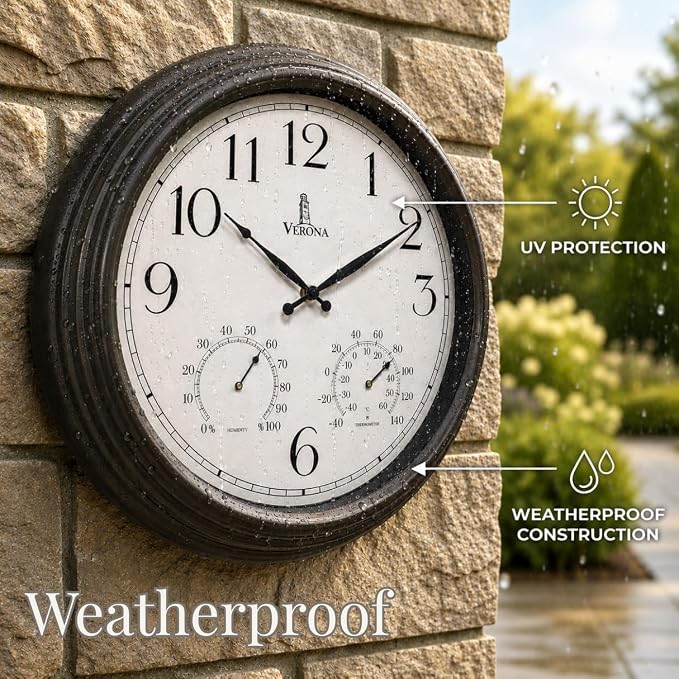 18 inch Outdoor Clocks for Patio Large Waterproof