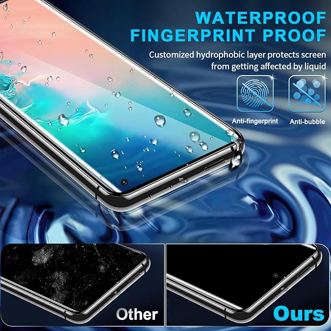 3 Pack Galaxy S10 Screen Protector, HD Clear Tempered Glass, Fingerprint Unlock