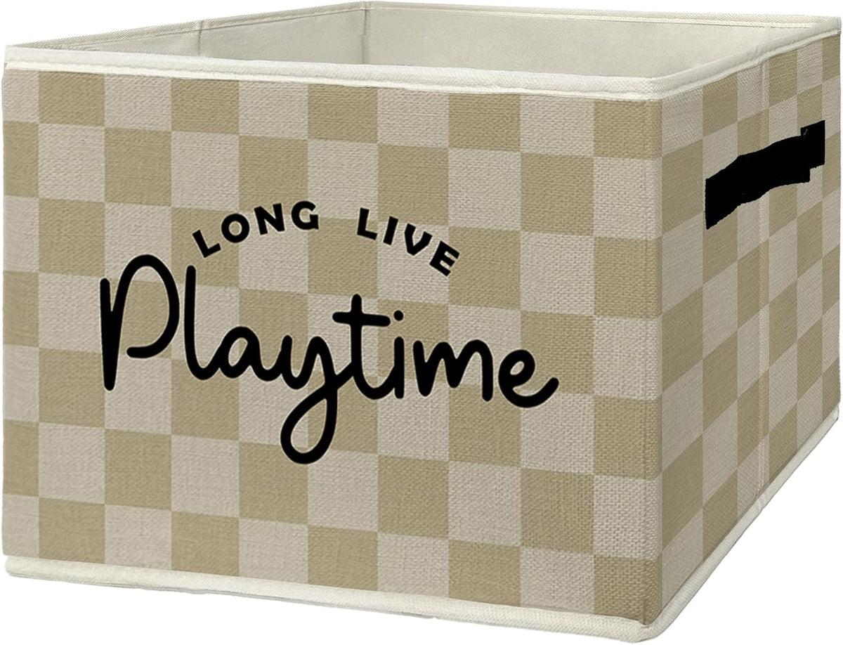 Inspirational Storage Bins & Boxes with Handles, How Lucky Are We Foldable Basket for Organizing, Green Striped Motivational Collapsible Storage Basket for Bedroom Bathroom Clothes Toys Books