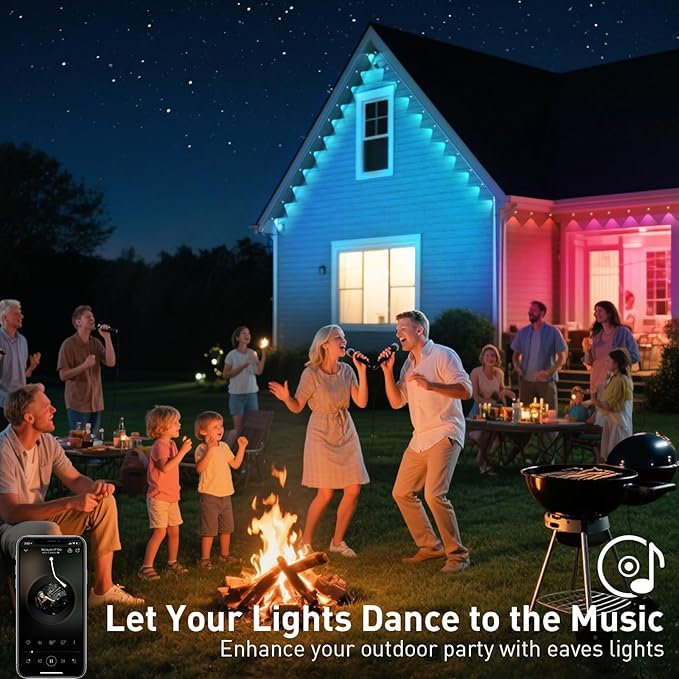 200FT Permanent Outdoor Lights, Smart RGB Eaves Lights with App/Remote Control, LED IP67 Waterproof Outdoor Lighting for Halloween Christmas Holidays Daily Party House Roof Lighting
