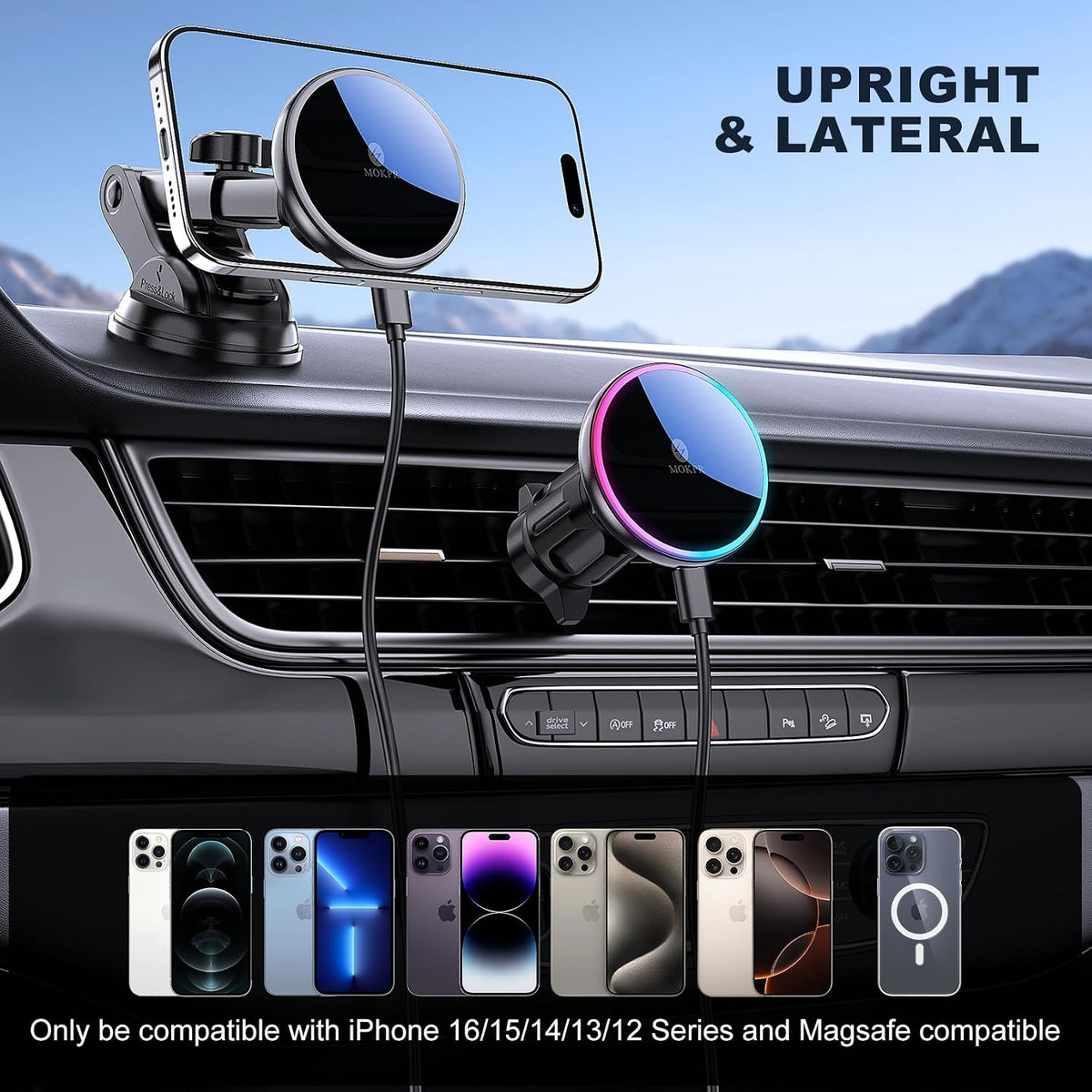 for Mag-Safe Car Mount Charger Dash Windshield Vent Magnetic Phone Holder