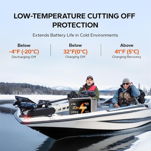 Litime 12V Lithium Battery - 100Ah LiFePO4 Trolling Motor Power | Low Temp Protection, 15000 Cycles