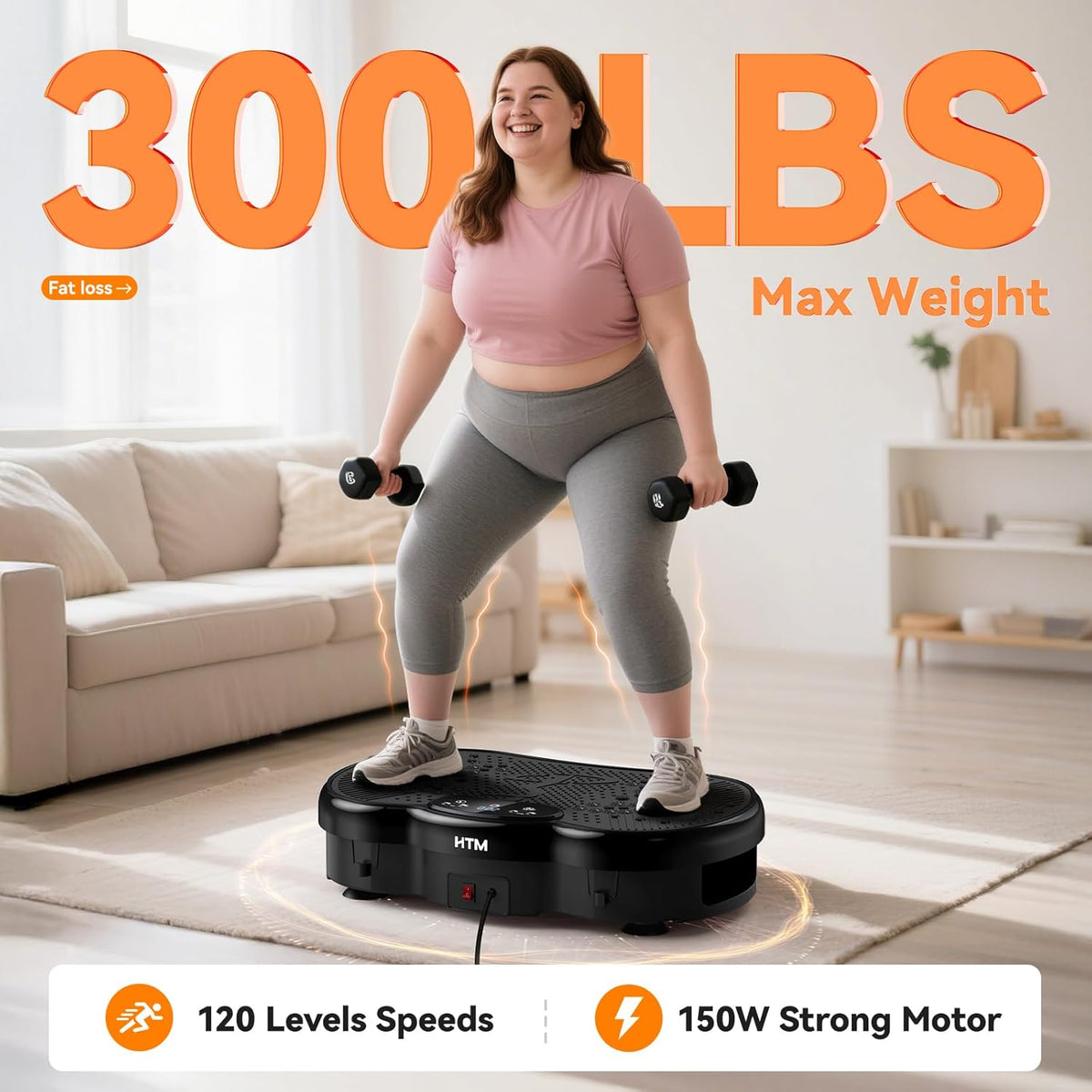 Skiennix Vibration Plate Exercise Machine - Whole Body Shake Plate for Weight Loss | 300 Lbs Capacity, 120-Speed, 9 Workout Modes