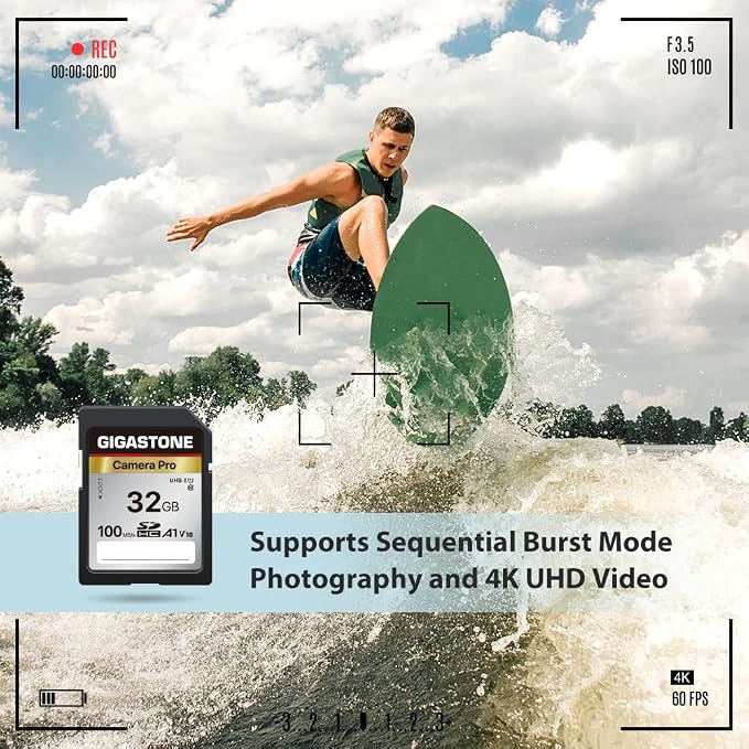 【5-Years Data Recovery】 GIGASTONE 32GB SD Card 2-Pack, Camera Pro, UHS-I A1 V10