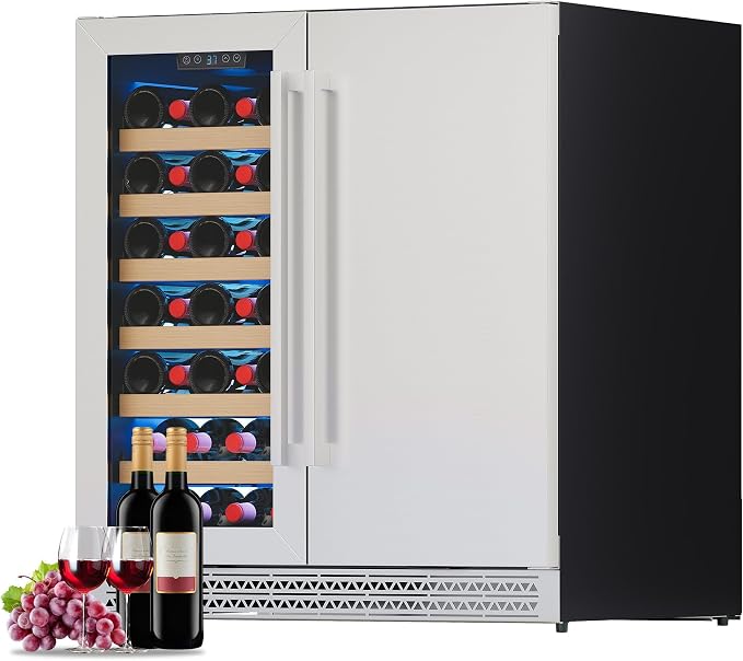 Albott 30 Inch Wine and Beverage Refrigerator, Dual Zone Wine Cooler | 37–64℉ Digital Temperature Control, Built-in or Freestanding Design, Holds 33 Bottles & 100 Cans Beer, Soda, Champagne