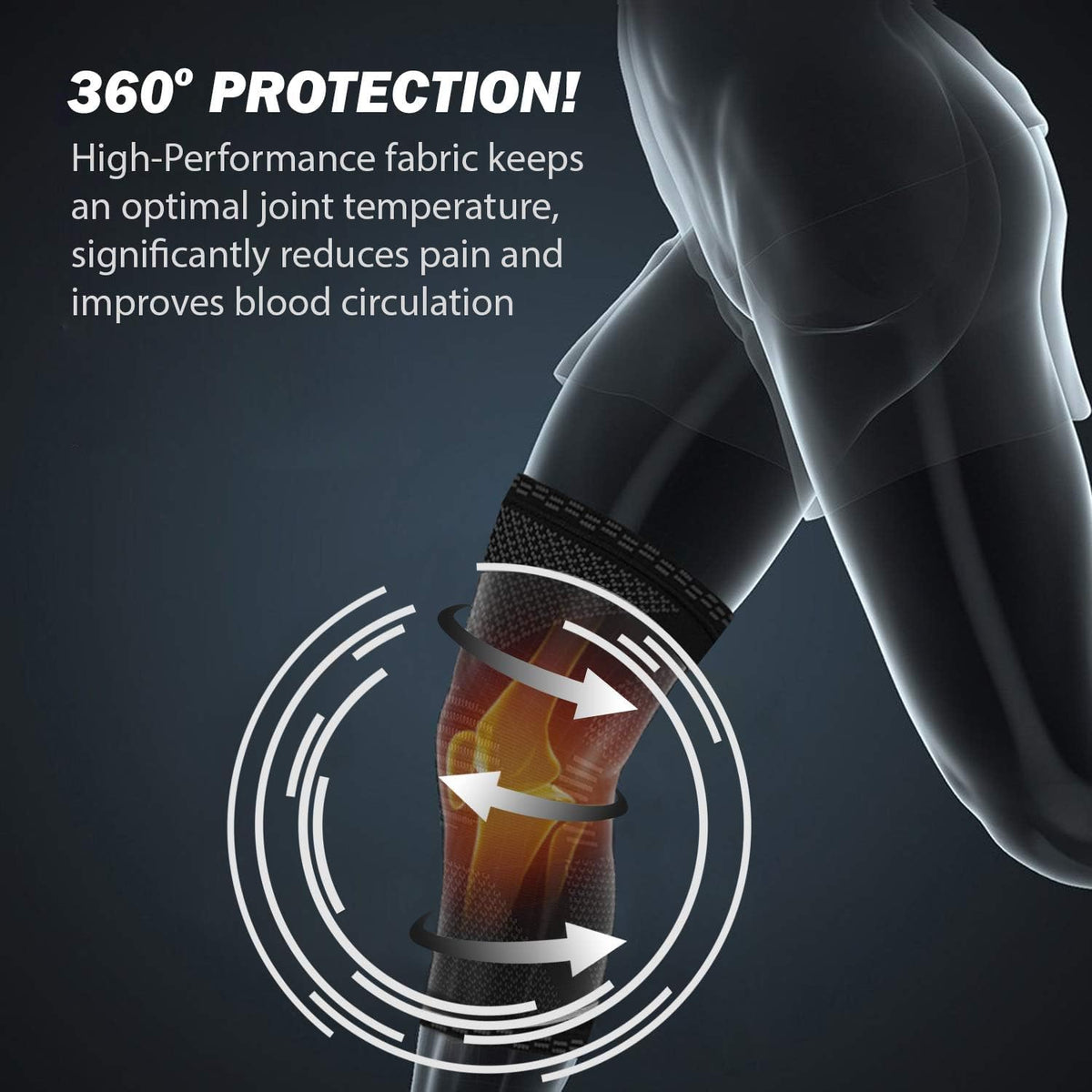 POWERLIX Knee Compression Sleeve - Ultimate Knee Support for Running & Sports | Black, Large