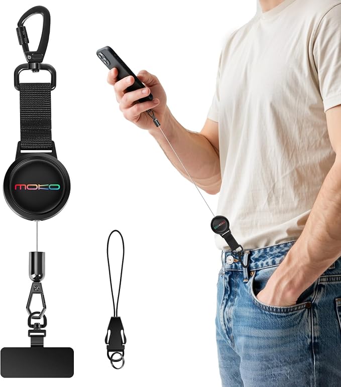 MoKo Anti-theft Phone Tether, Phone Lanyard Retractable Steel Line Cellphone