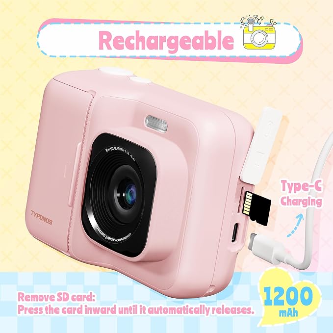 Instant Print Camera for Kids, Christmas Birthday Gifts for Girls Boys Age 3-12