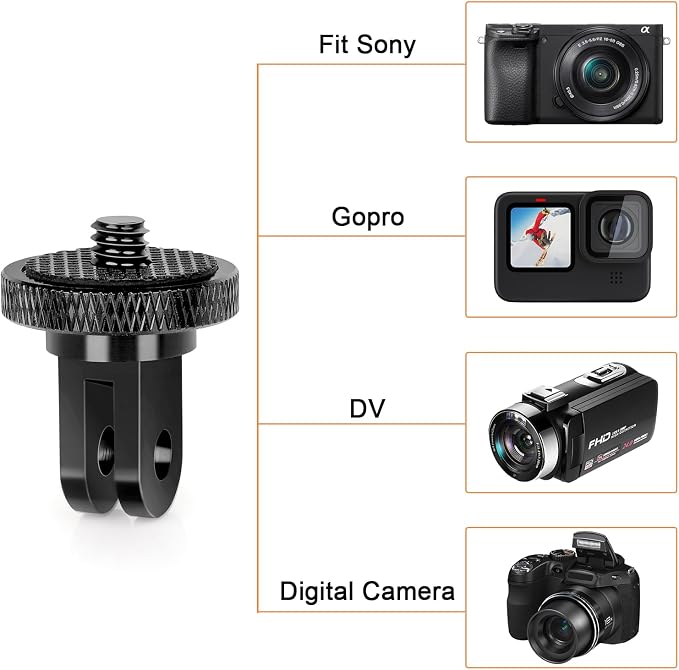 Tripod Mount Adapter for Gopro, Camera 1/4”-20 Tripod Mount for Insta 360/Gopro