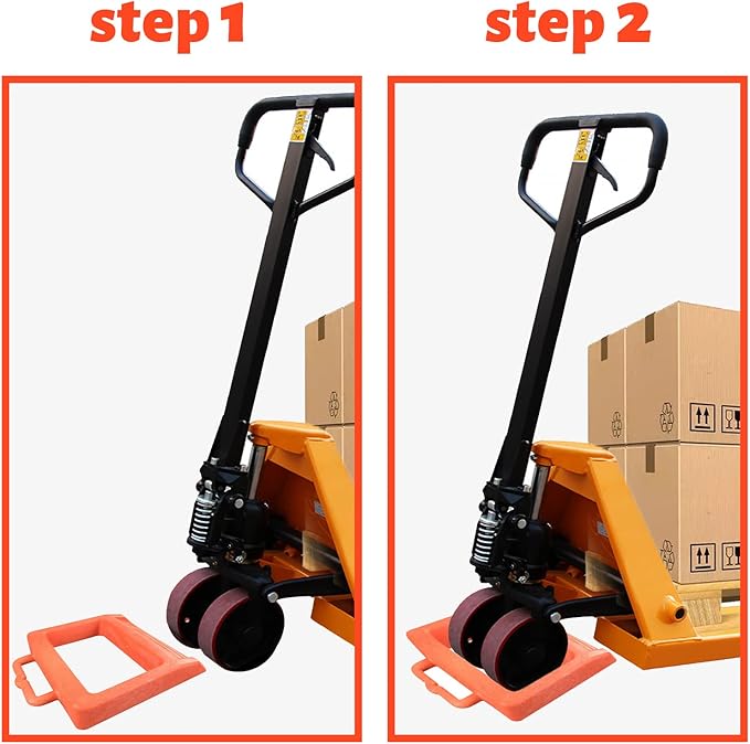 ROBLOCK Pallet Jack Chock Heavy Duty Wheel Chock, Pallet Jack Stopper for Truck 14.2" Length x 11.2" Width x 2" Height (1 Pack, Orange)