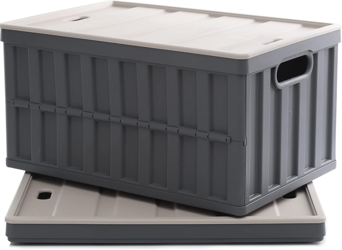 Citylife 64L Collapsible Storage Bins with Lids Plastic Storage Containers for Organizing Stackable Storage Box Large Heavy Duty Utility Crates, 2 Packs