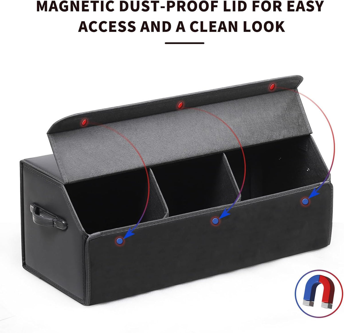 AUTOARK Leather Car Trunk Organizer,Durable Collapsible Adjustable Compartments Cargo Storage,Extra Large Capacity,AK-151