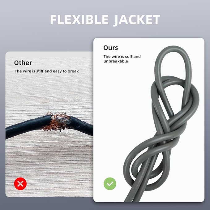 EP 50 Ft Outdoor Extension Cord - 16/3 SJTW Gray Electrical Cable with 3 Prong Grounded Plug