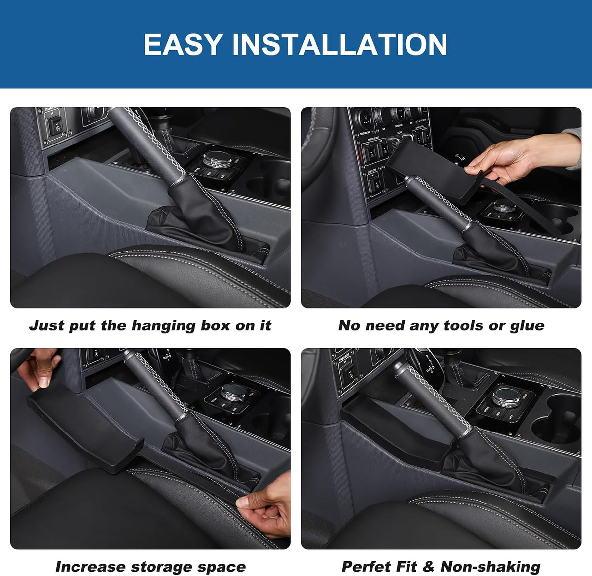 Center Console Organizer Compatible with INEOS Grenadier 2020-2024, Handbrake Storage Organizer ABS Material Insert Tray Accessories (Black)