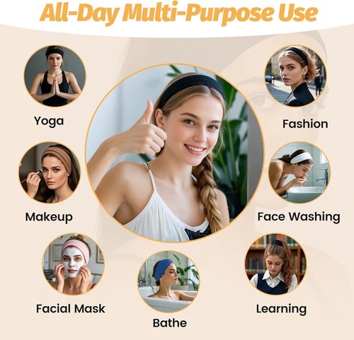 Headbands for Women by [Brand Name] - 6 Pack Wide Elastic Hair Bands | Soft Non-Slip Sweatbands for Workouts & Daily Use