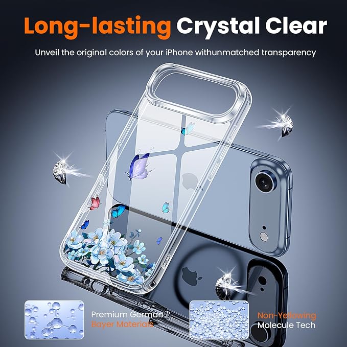 toushion 3 in 1 for iPhone Air Case Clear Printed Design | Yellowing-Resistant