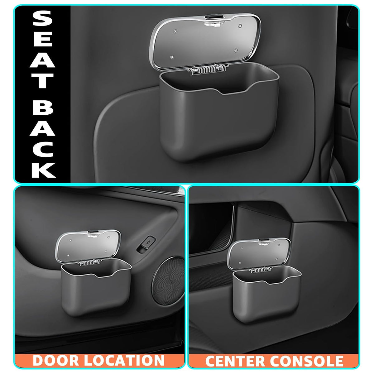 HOLDCY Car Trash Can, Waterproof Multi‑Functional Auto Trash Bin for Door/Console/Seat Back, Universal Vehicle Garbage Can for Car/Truck/SUV Drivers (Black)