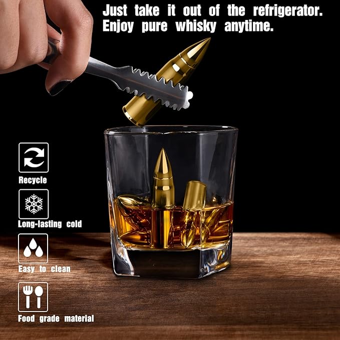 Gifts for Men Him Christmas, Whiskey Stone Gifts for Husband Anniversary, Unique Birthday Gift Ideas for Dad from Daughter Son Wife, Cool Stocking Stuffers, Bourbon Gadgets for Grandpa Uncle Father